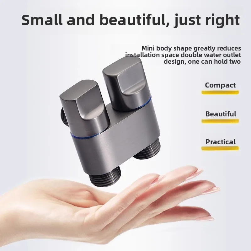 Bathroom accessories, brass double water outlet washing machine water inlet valve, automatic water stop valve