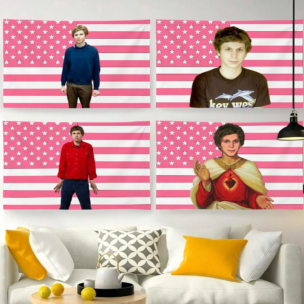 Actor M-Michael Cera Pink USA flag For Garden Party Living Room Home Wall Decor Banner Bedroom Outdoor Tapestry