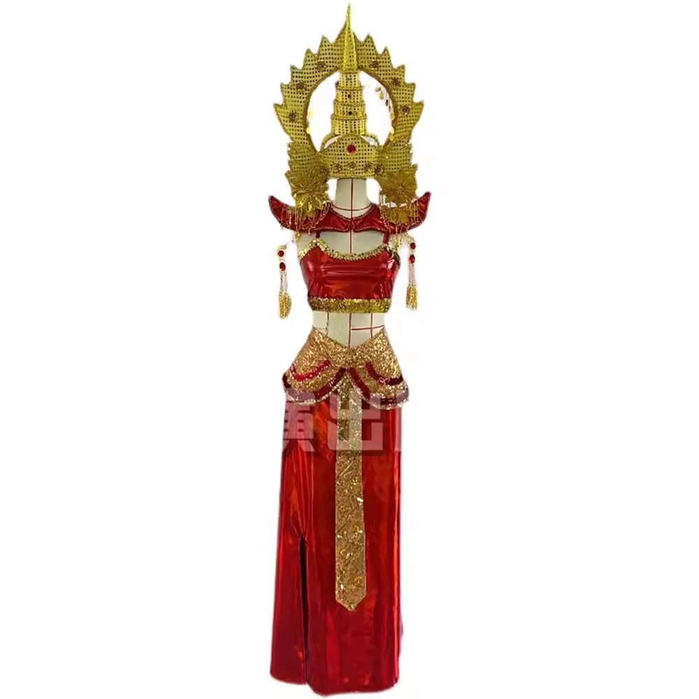 

Bar GOGO Thai Dance Headwear Performance Dress Southeast Asian Style Performance Dress Dai Palace Water Splashing Festival Dress