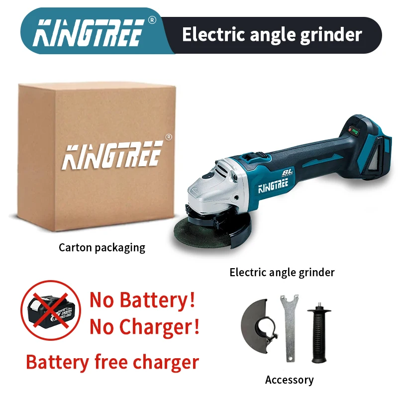

Kingtree wholesale 18V Cordless Brushless Electric Angle Grinder power tool Compatible For Makita 18V Battery drop shipping