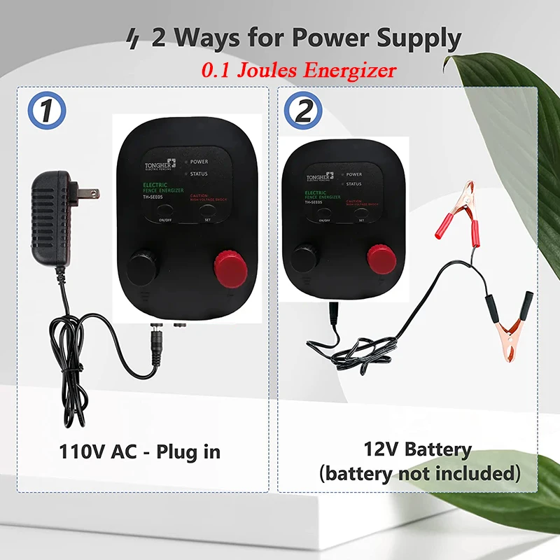 2 In1 Electric Fence 0.5 Joules Energizer + 3000-8000V LED Voltage New Tester for Farm Sheep Poultry Livestock Animals Meature