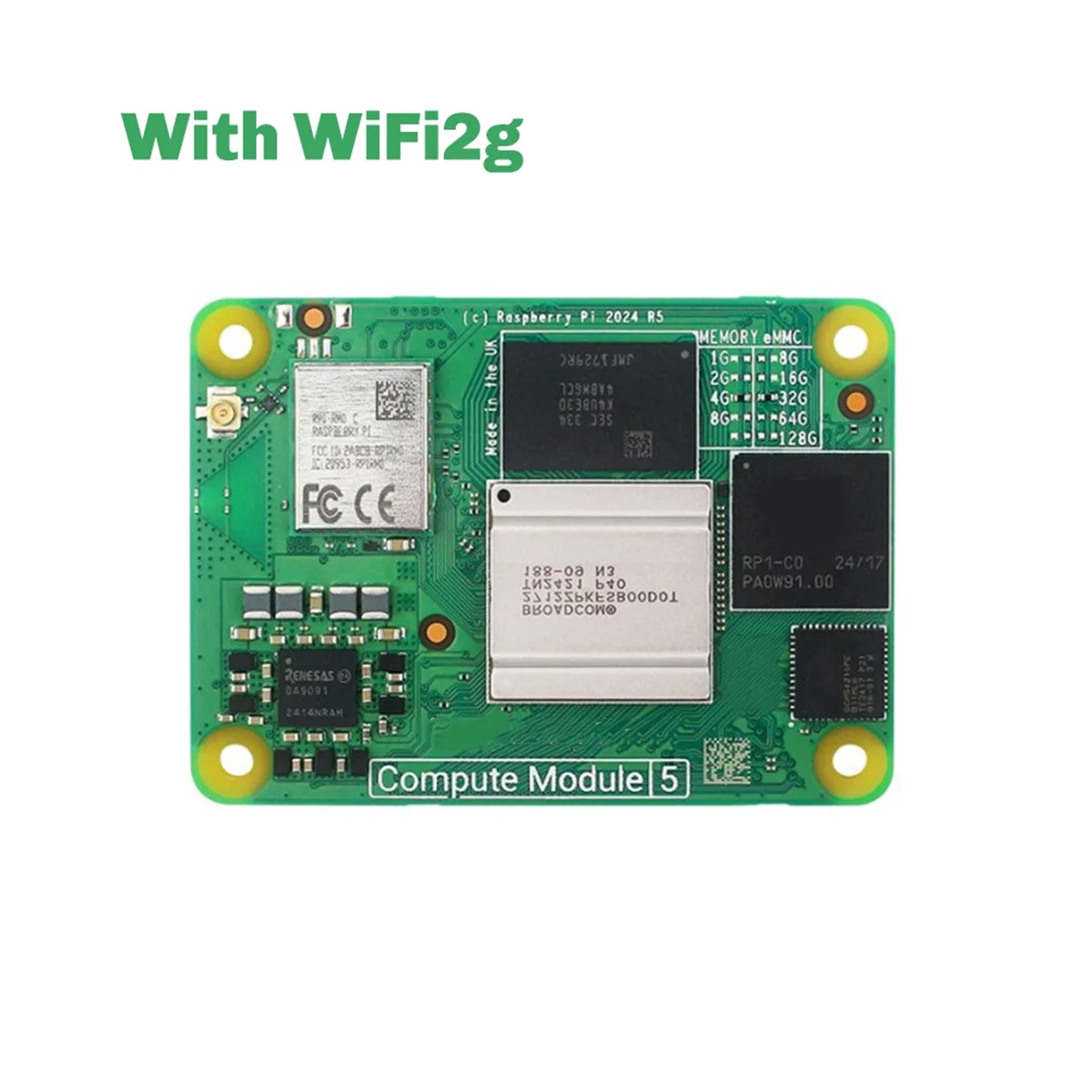 Módulo de cómputo GOB-oFor Raspberry Pi 5 CM5-Quad Core Cortex-A76 @ 2GHz, módulo de cómputo BCM2712 5 Core Board CM 5102016 -EMMC