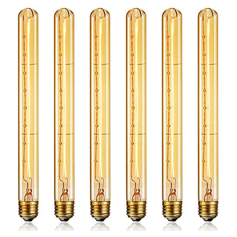 Dimmable Long Tubular Light Bulb E27 40W Retro Light Bulb 220V Industrial Home Bar Chandelier 6 Pcs-A21I