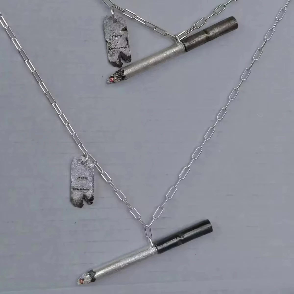 Men's cigarette shaped pendant necklace, Hip-hop Style, Gift Jewelry,Punk Lonely Lgnited Cigarettes,