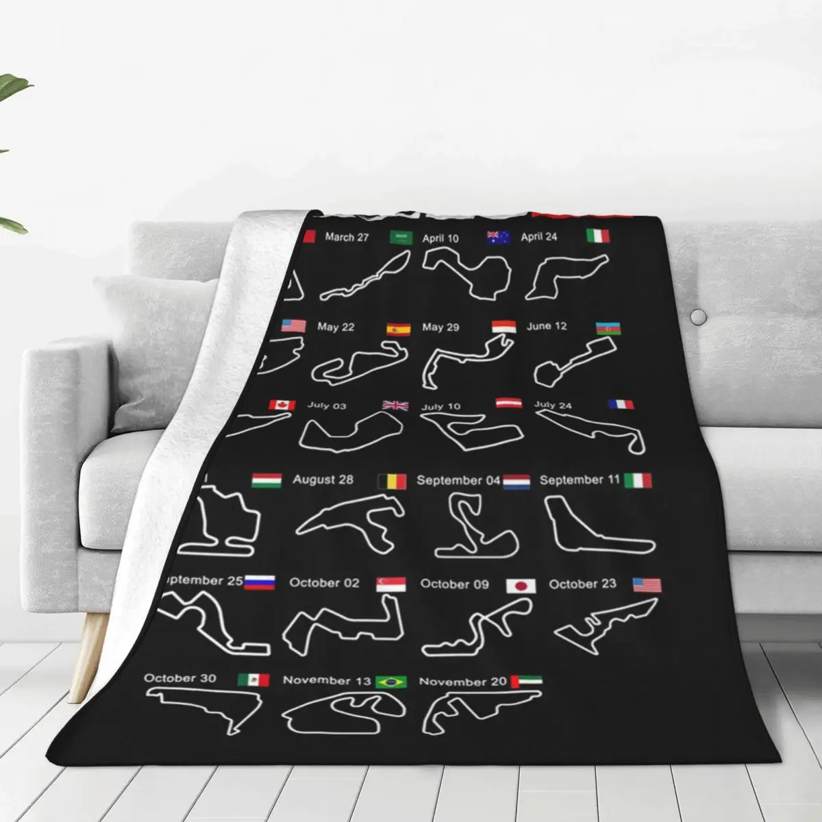 Calendar Formula Race Essential T-Shirt23 Blanket Flannel Throw Blanket Bedding for Bed Living room Picnic Travel Home Sofa