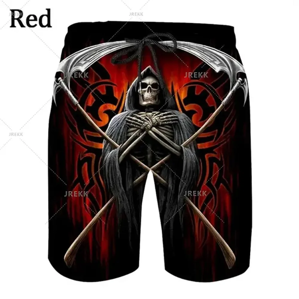 Summer Street Trend Men\'s Shorts Hip Hop Style Skull Pattern 3d Print Men\'s Casual Shorts Clothing Cool Hawaiian Beach Shorts