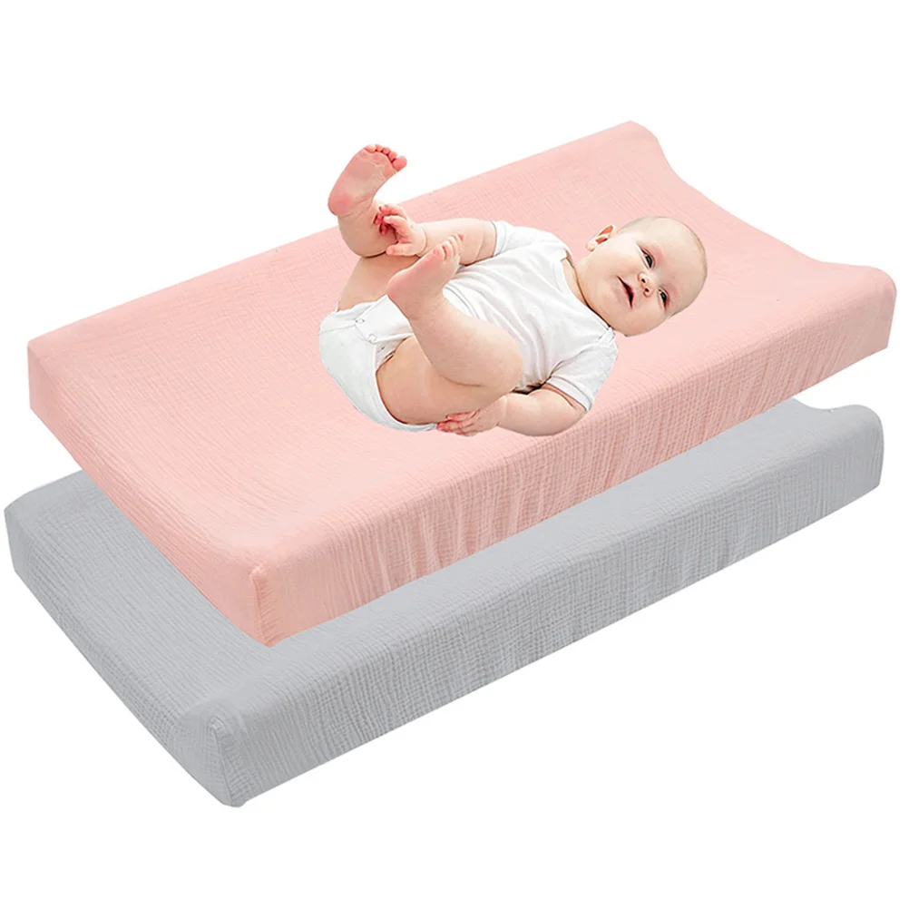 2Pcs Detachable Changing Pad Covers Baby Cotton Breathable Soft Crib Bassinet Mattress Protector Sheets Diaper Changing Table