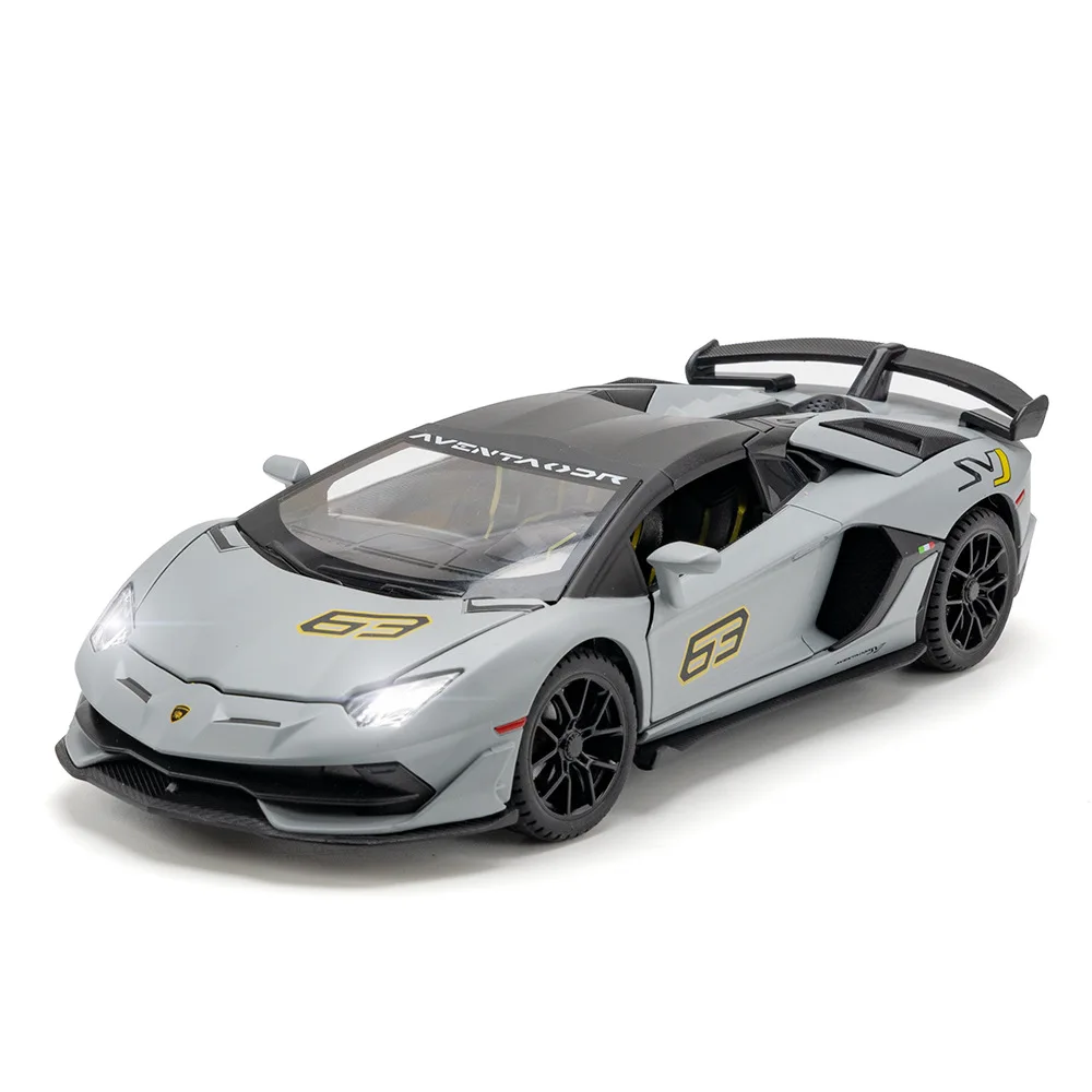 1:24 Lamborghini SVJ 63 Alloy Racing Car Model Diecast Metal Toy Sports Car Model Sound and Light Simulation Kids Gift A551