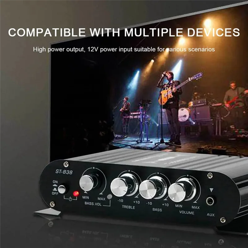 B50B-ST-838 Amplifier Audio Amplifier Mini Hitam Amplifier Audio Hifi Radio Fm Amplifier Daya Audio Hifi Mini