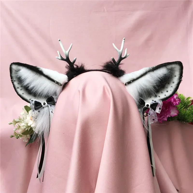 Nuevo dulce y encantador orejas de ciervo de Navidad orejas de alce cuerno aro para el pelo para niña Lolita accesorios de disfraz de Navidad Cosplay