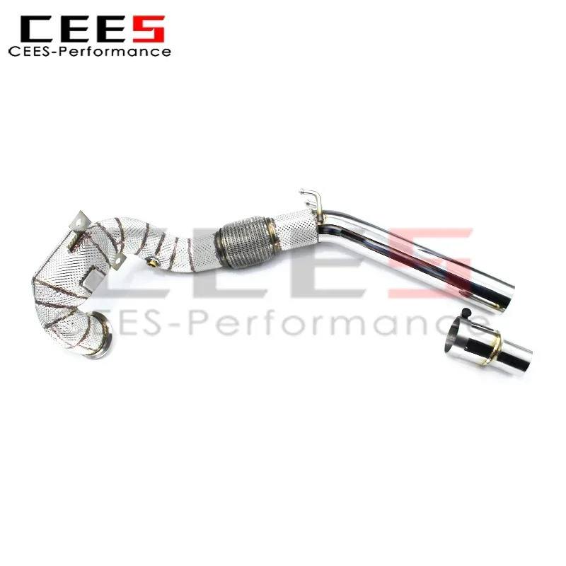 CEES  SS304 Exhaust Downpipe for VW Golf MK7/MK7.5 GTI 2.0T 2014-2020 Stainless Steel Downpipe with Catalyst with Heat Shield