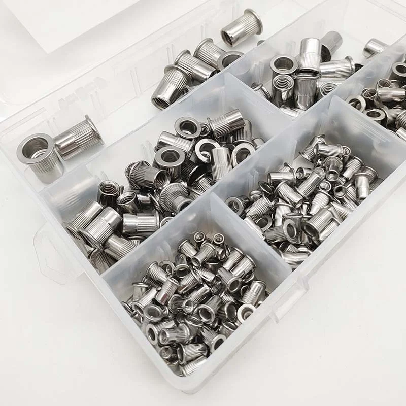 50pcs 180pcs 235pcs Metric Rivet Nuts Assortment kit 304 Stainless Steel Flat Head Rivet Nuts Set M3 M4 M5 M6 M8 M10