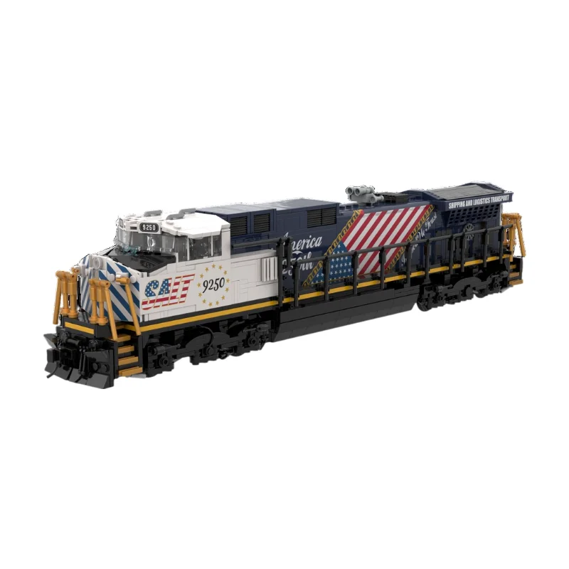 Wide Cab Diesel Freight Locomotive MOC Building Blocks Modern North American Rail Engine Model DIY Brick Set Railway Scene Toy