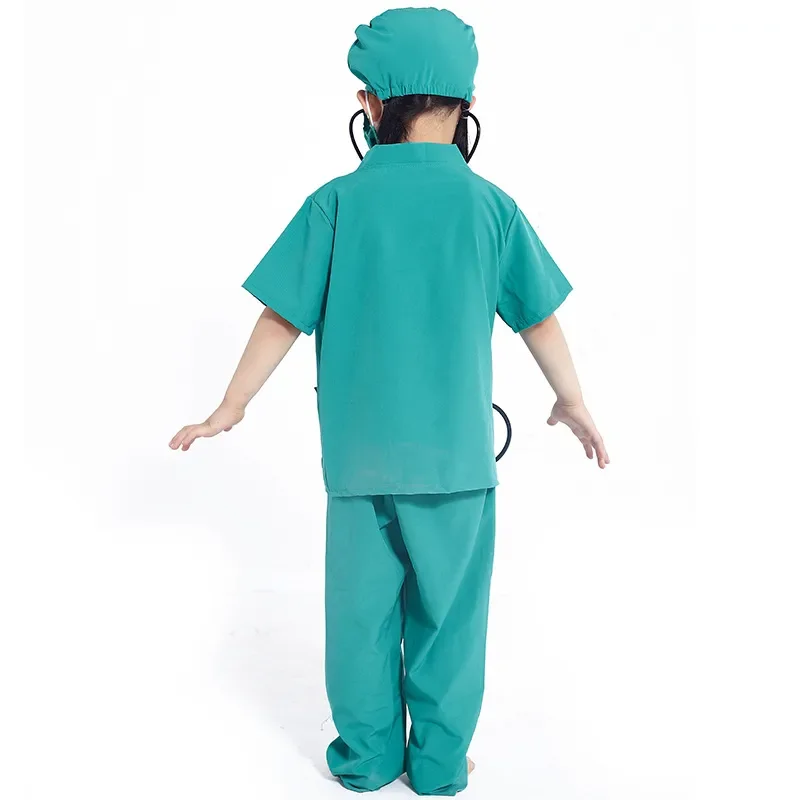 Ropa de casa de juegos para niños, traje de Doctor, enfermera, Cosplay para niños, traje verde blanco, fiesta temática, mascarada, espectáculo, ropa