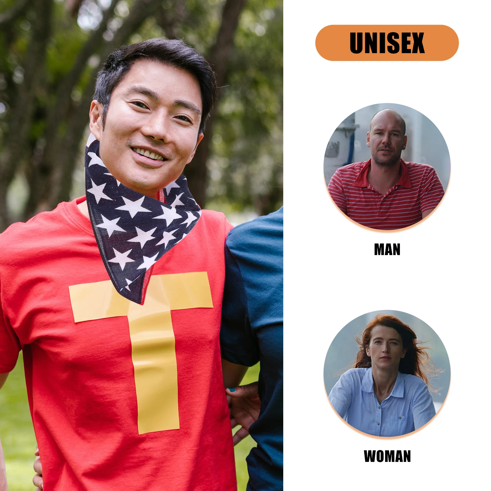 

3pcs Small Silk Scarf Headscarf Fashion Hip Flag Design Comfortable Breathable Outdoor Camp Hiking Use
