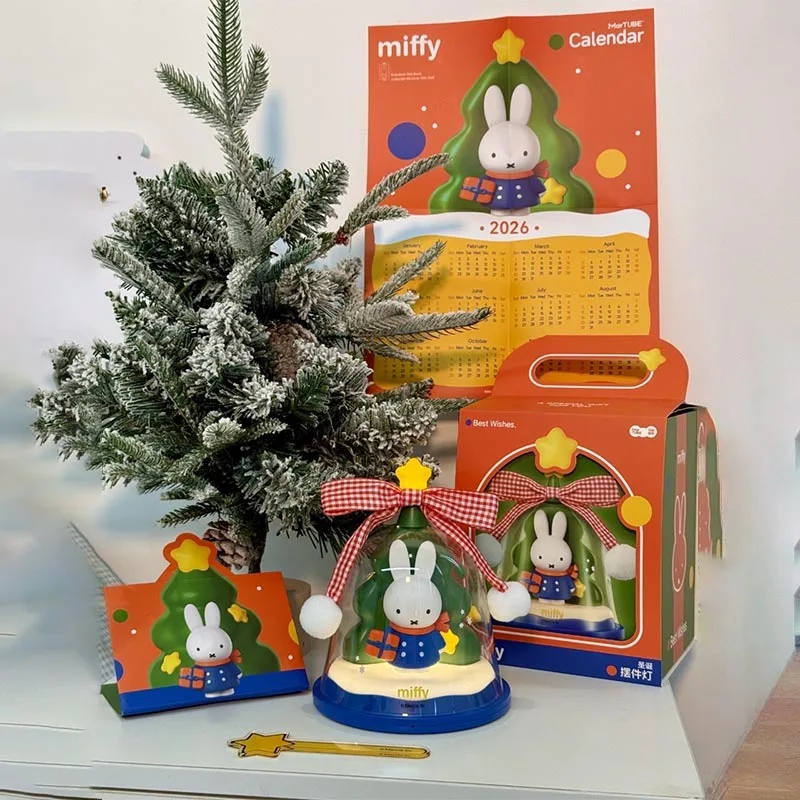 

New Genuine Miffy Christmas Luminous Toy Ornaments Lamp Kawaii Girls Bedroom Adjustable Brightness Atmosphere Lamp Gifts