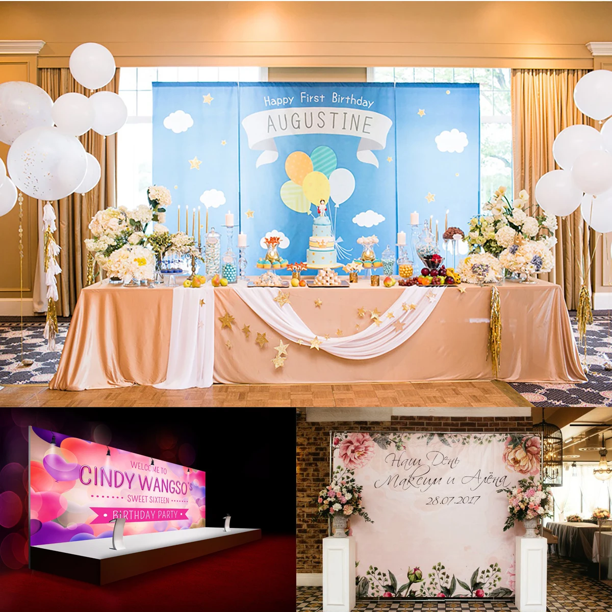 Photography Background For Customization Birthday Banner Photocall Wedding Kids Baby Shower Backdrop Personalized Photo Studio