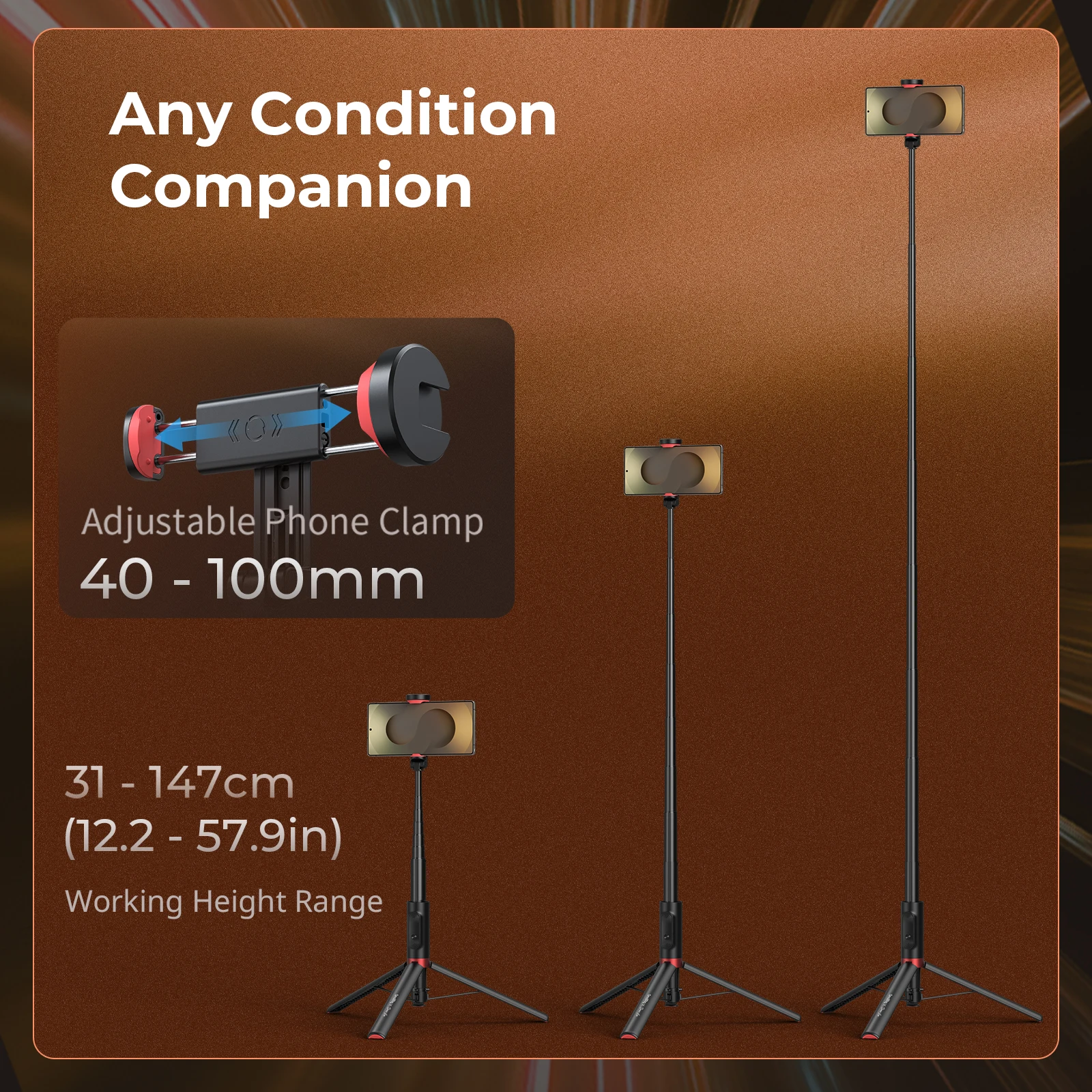 عصا سيلفي للهاتف الصغير حامل ثلاثي القوائم x Drex Lee Boom عصا سيلفي ST30 Lite 31 إلى 147 سم ارتفاع للهواتف الذكية بعرض 40 إلى 100 مم