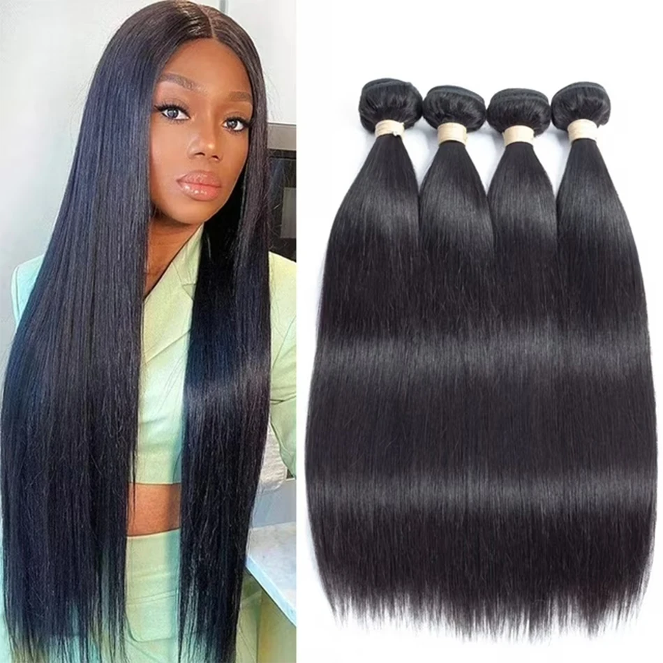 12A Brazilian Hair Weave Bundles Deal Straight Human Hair Extensions Natural Black Remy 1/3/4 Pc 30 Inch Tissage Cheveux Humain