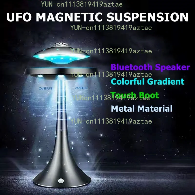 Magnetic Floating UFO Bluetooth Speaker, Levitating Smart Audio Support Wireless Charging, 3D Surround Sound Rotating Speaker