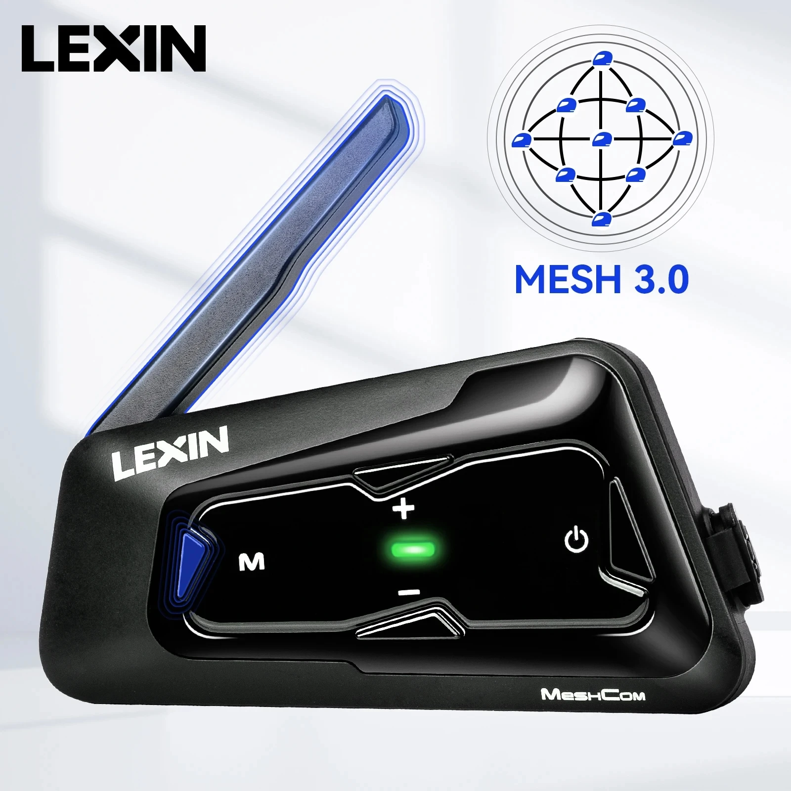 LEXIN-MeshCom Motorcycle MESH&Bluetooth Headset Intercom ,With Mesh Communication System, Parallel Audio- Intercom,24 Riders