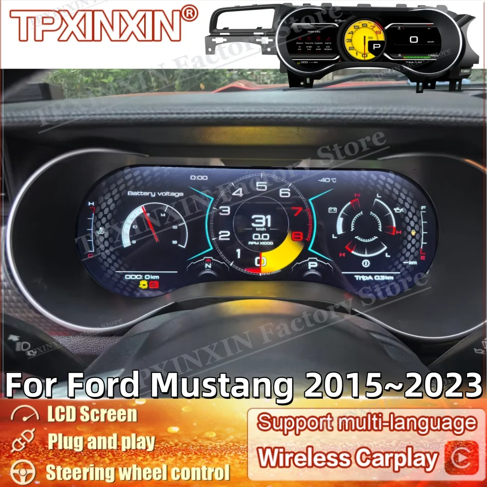 

NEW Carplay For Ford Mustang 2015~2023 Car Digital Dashboard Cluster Virtual Instrument Dashboard Panel Lossless installation