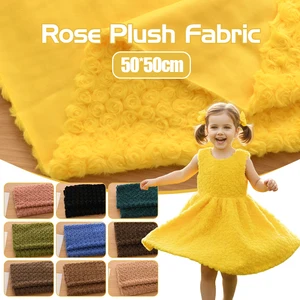 Imitation Rabbit Fur Fabric Rose Pattern Velvet Brushed Plush Fabric DIY Clothing Material Handmade Plush Toys Home Decoration