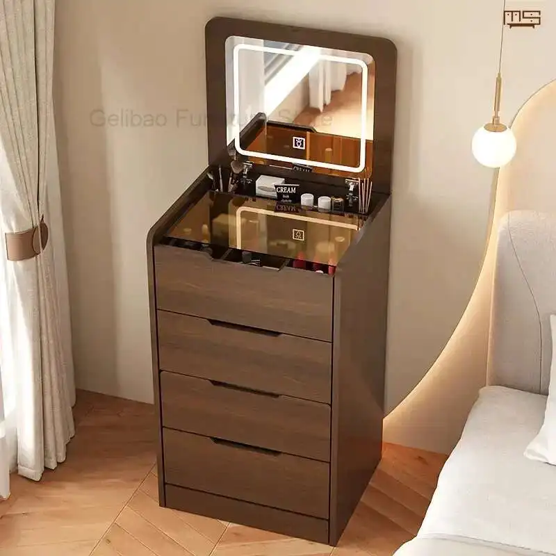 

Modern and Simple Small Dressing Table Girly Style Integrated Multi-functional Dresser + Cabinet + Stool for Bedroom
