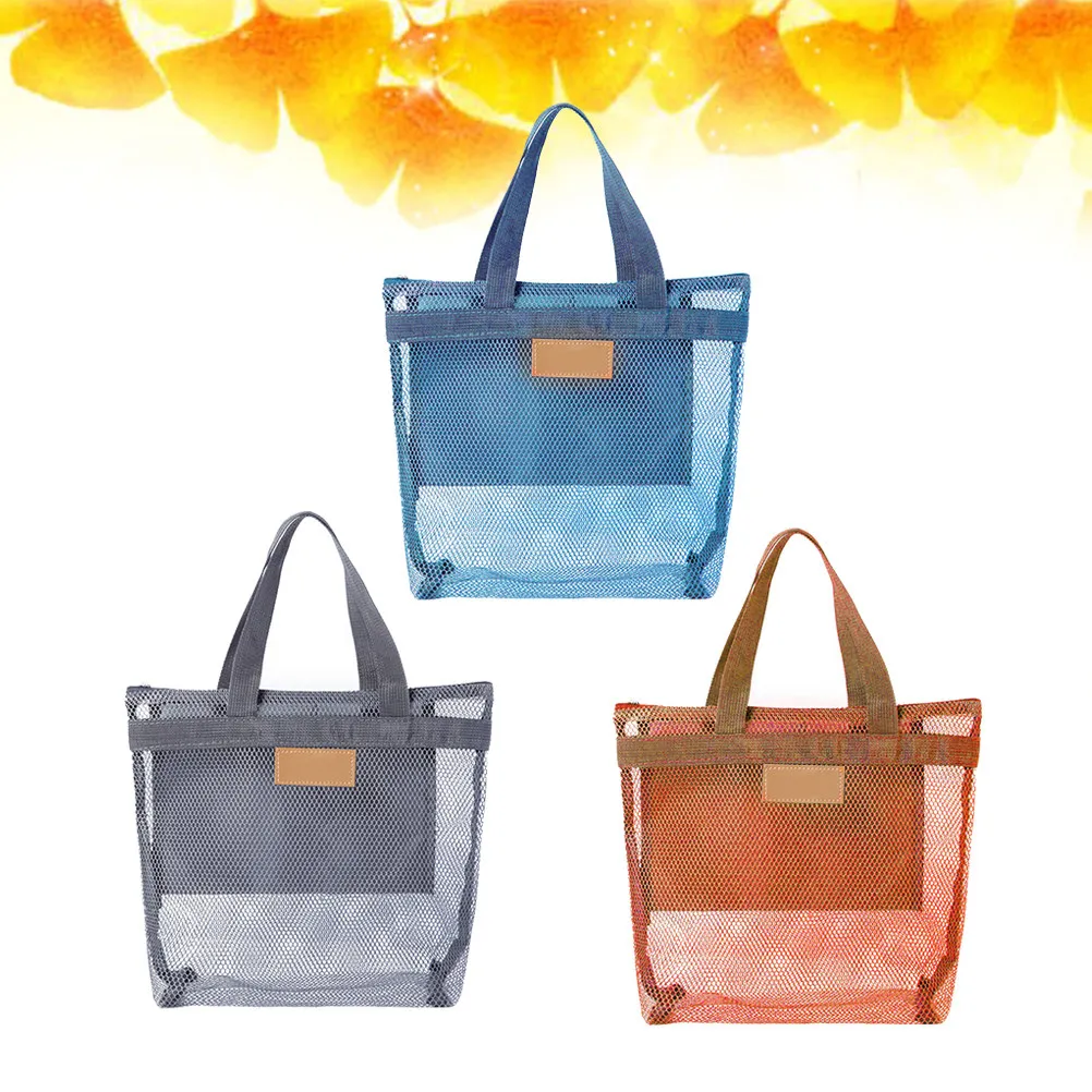 

Набор из 3 сверхпрочных сетчатых сумок-тоут для туалетных принадлежностей, плавательного снаряжения, с функцией дренажа песка, для спортзала, общежития, путешествий, бассейна, лодок, кемпинга