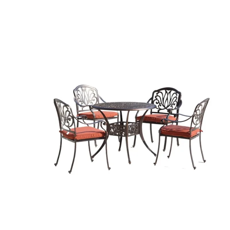 

Outdoor furniture set, five pieces of leisure balcony wrought iron garden tables and chairs, set of courtyard cast aluminum