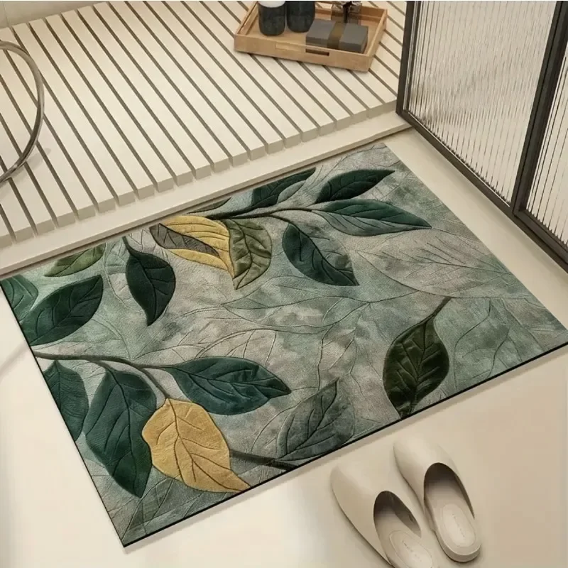 Visual Three-dimensional Green Plant Floor Mat Bathroom Kitchen Anti Slip  Absorbent Floor Mat Entrance Door Carpet