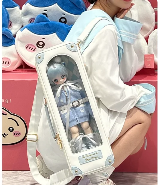 4-Point BJD Doll Bag Multi-Purpose Crossbody Backpack  Transparent Display Case for Outings