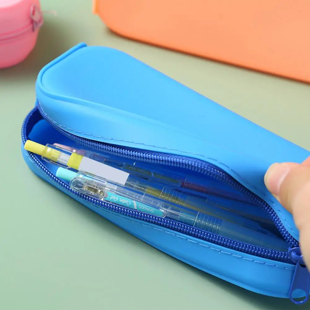 Astuccio per matite in Silicone morbido con cerniera penna di grande capacità cancelleria custodia per trucco borsa Organizer regalo per studenti