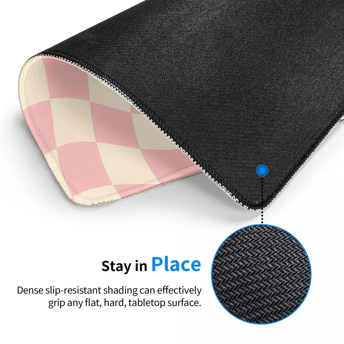 Retro Wavy Pink Checkerboard Pattern Mouse Pad Computer Keyboard Mouse Mat Gamer PC Desk Mat Office Accessories Table Mats