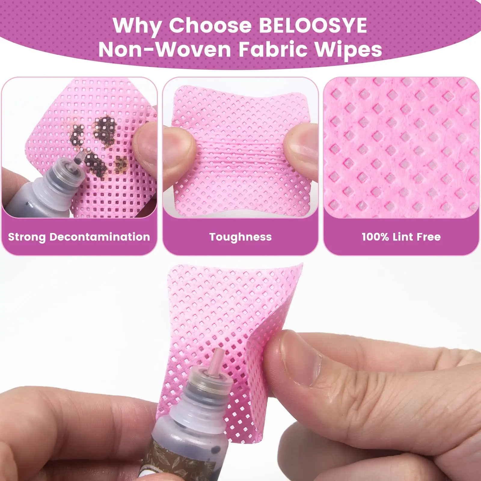 مناديل أظافر خالية من الوبر مع علبة - وسادات إزالة طلاء الأظافر الناعمة غير المنسوجة - مناديل خالية من الوبر لمستلزمات تمديد الرموش