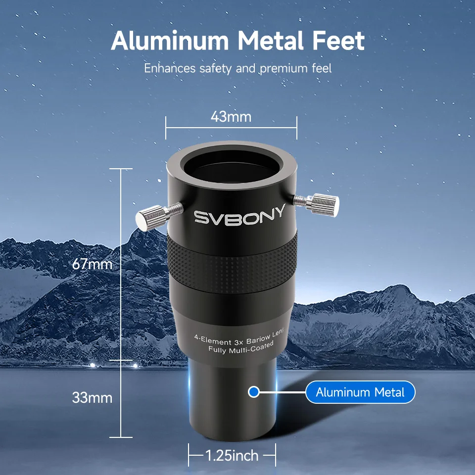 Svbony SV216 1.25" 2X/3X Barlow Lens for Astronomical Telescope Accessories,Imaging Visual Applications image 6