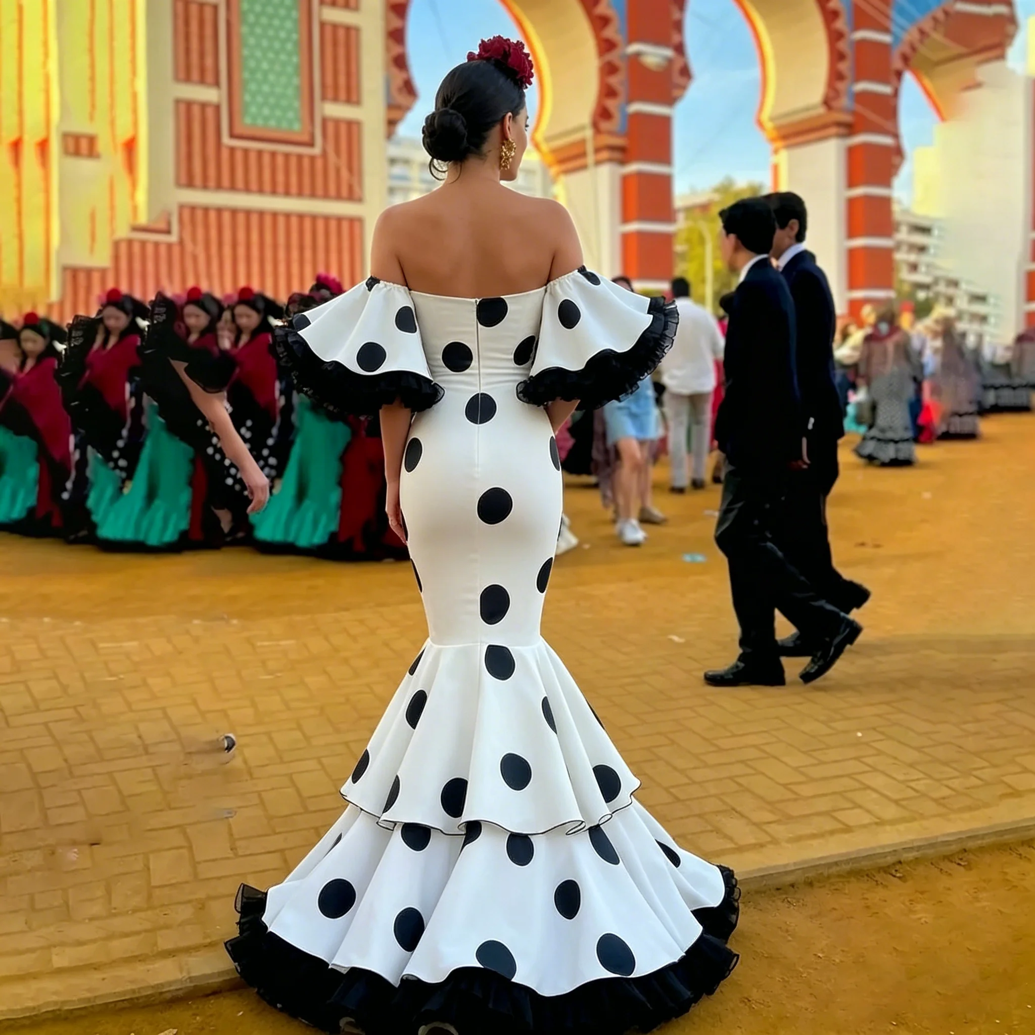 Customized Modern Evening Dress Long Sleeves Polka Dot Skirt 2026 Spanish Prom Dance Dresses Special Occasion Party Gowns image 4