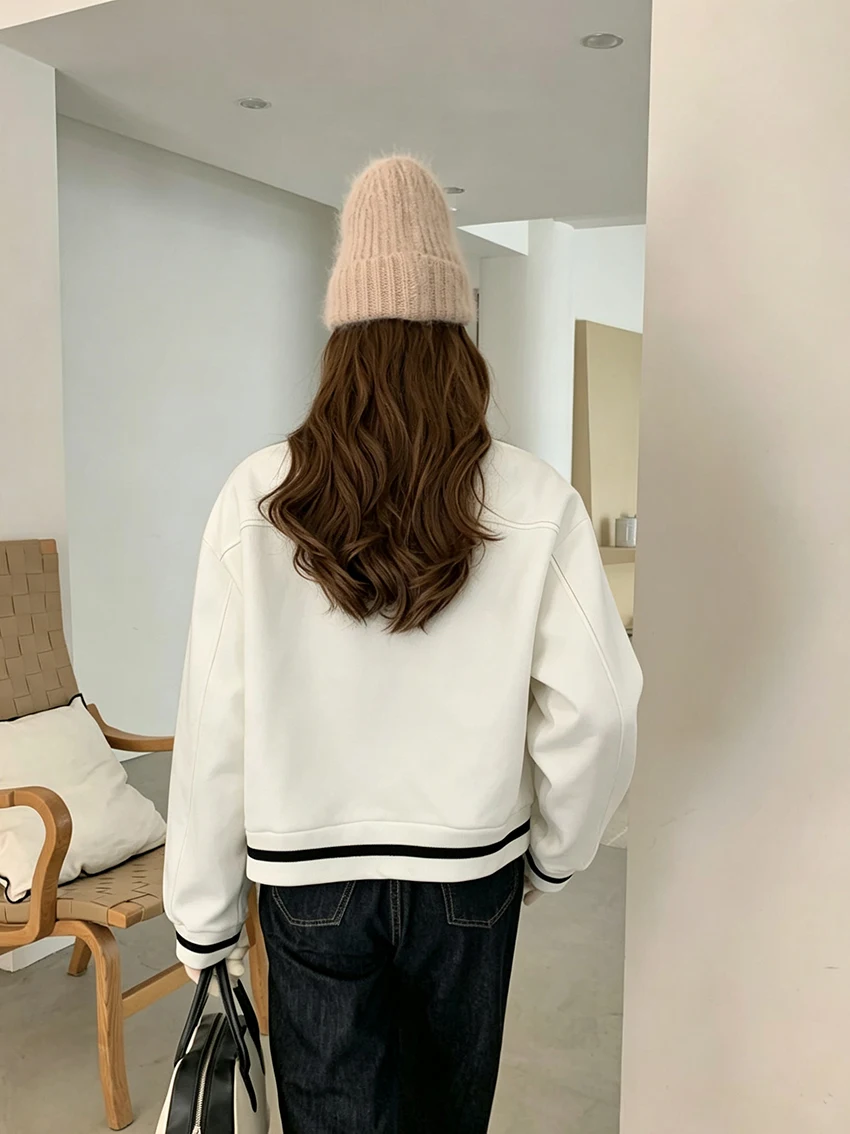 Women Y2K Cropped Zip Up Jacket Fashion Anime Girl Print Stand Collar Striped Long Sleeve Casual Streetwear Sweatshirt Outerwear