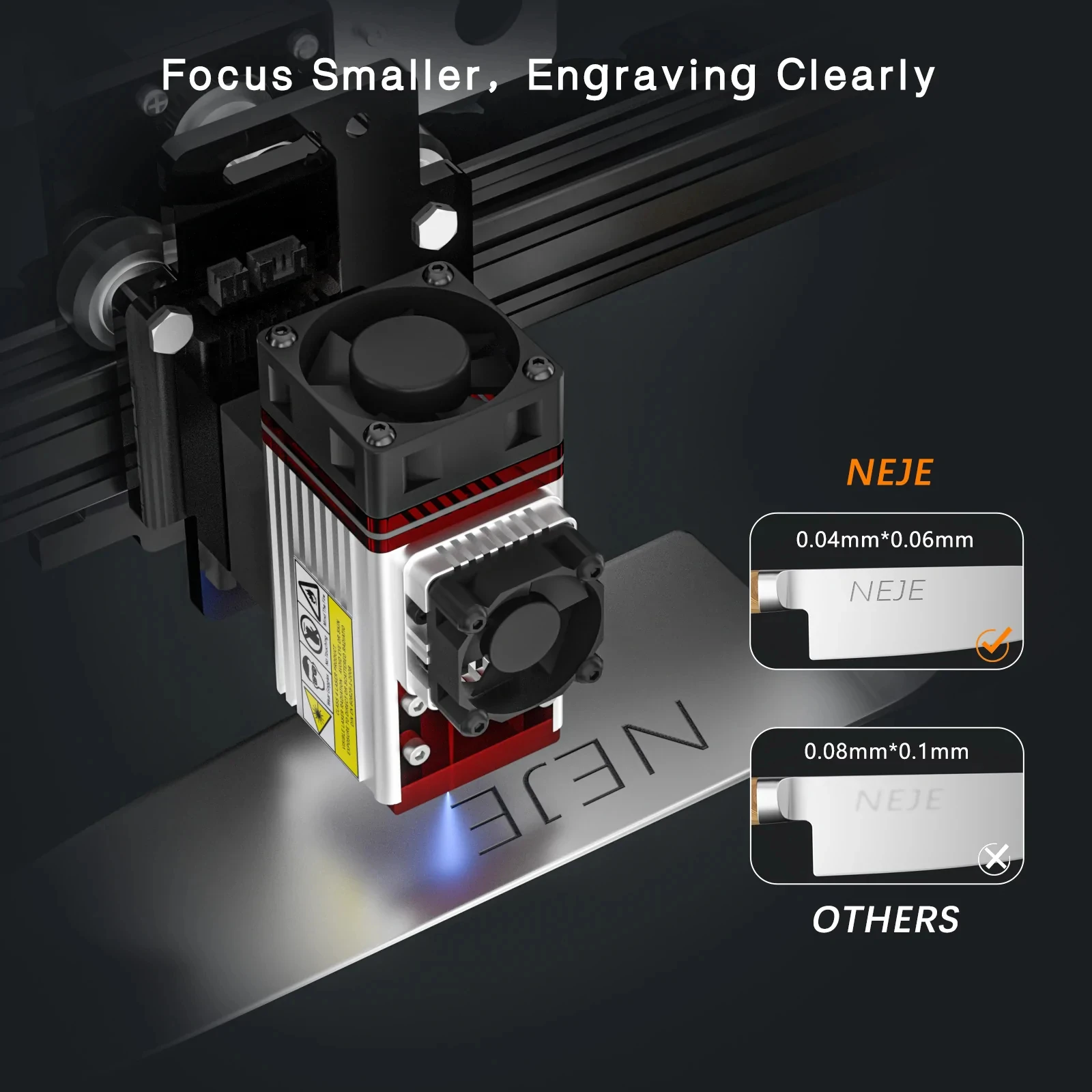 NEJE 80W 450nm Laser Head A40640 Laser Module Built-in Double Diodes for CNC Laser Cutter Metal Engraving Wood Cutting Tool