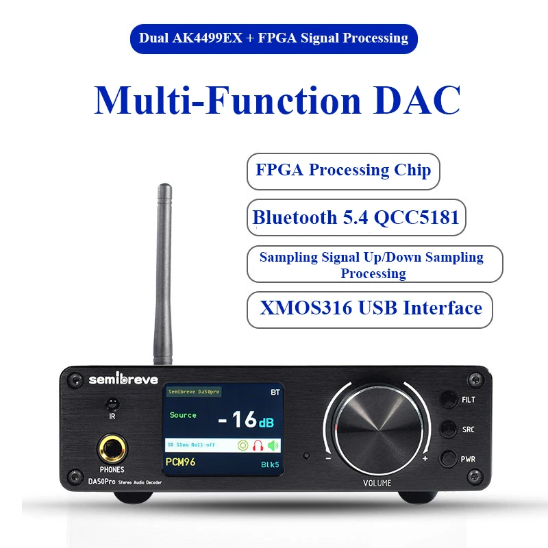 Dekoder Audio HIFI z Podwójnym AKM4499EX DAC DSD512 32BIT 768KHz Bezstratny Dekoder QCC5181 Bluetooth 5.3 AS318B Kryształ Femtosekundowy
