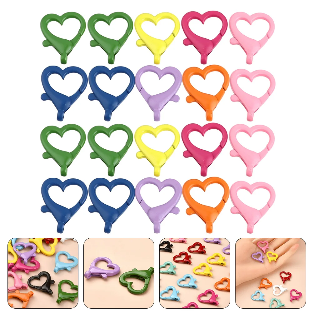 

20pcs Heart Shaped Lobster Clasps Alloy Color Keychain DIY Making Clasps Claw Snap Clip For Jewelry Necklace Crafting