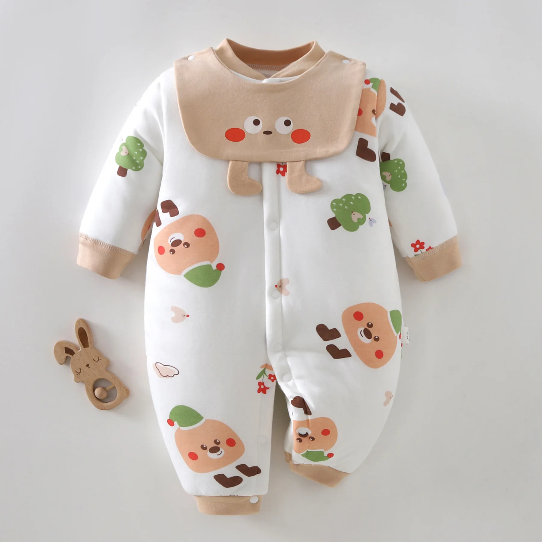 Somenie Thick Padded Pure Cotton Baby Romper Unisex Newborn Warm Crawling Onesie Autumn Winter Thermal Outfit