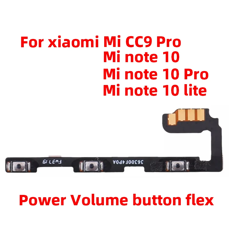 For Xiaomi mi note 10 lite Power ON OFF Volume Camera Key Button Switch Flex Cable Replacement