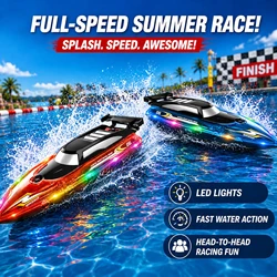 2.4GHz Light Remote Control Boat Medium High-Speed Speedboat Sailing Boat Model Electric Birthday Yacht Kids Outdoor Toy Gift