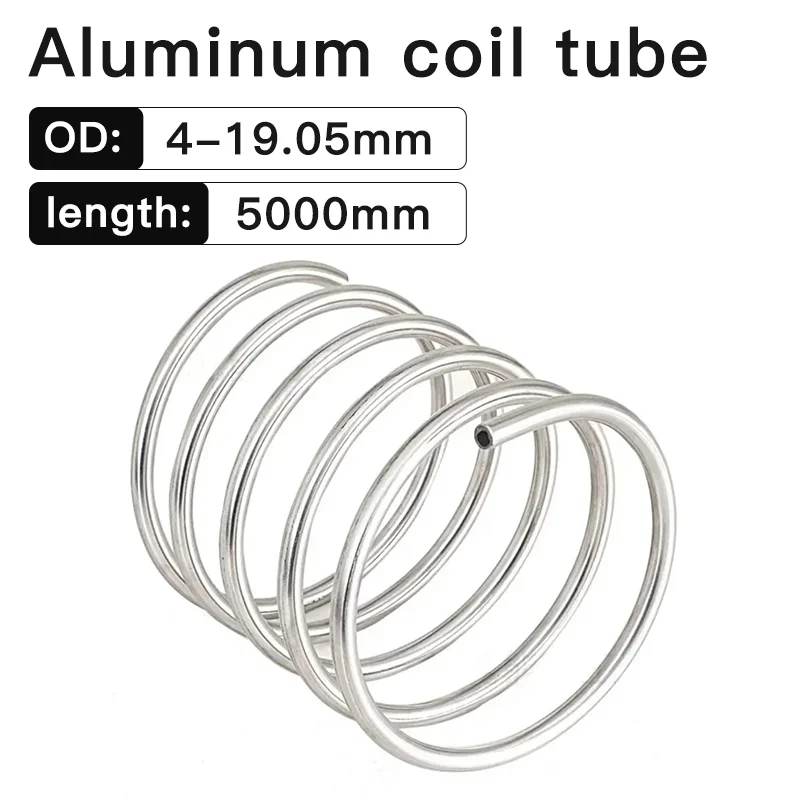 1060 Pure Aluminum Coil Tube OD 4-19.05mm Hollow Pipe for Air Conditioning Refrigerator Cooling 5m Length Bendable