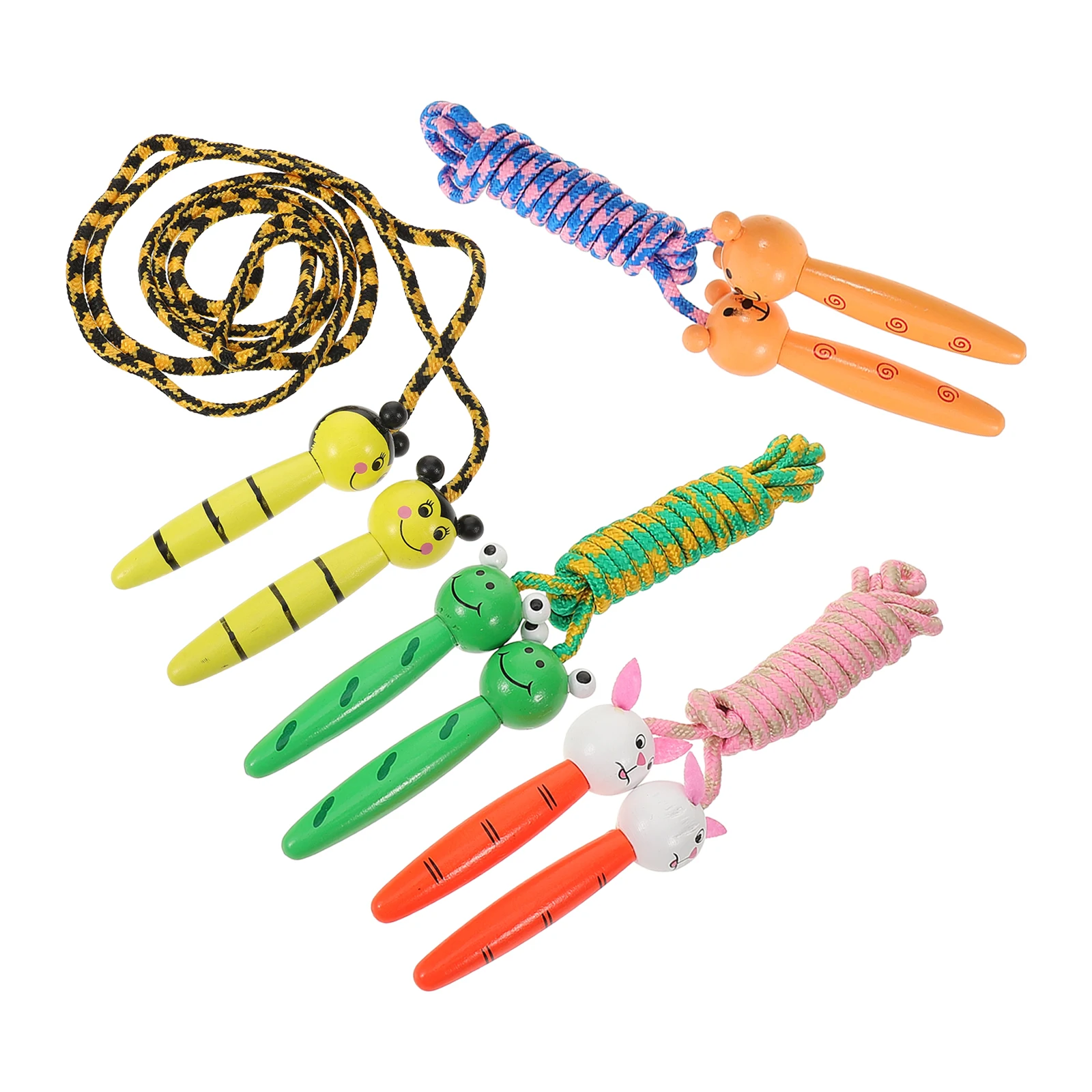 

4pcs Bamboo Jump Rope for Kids Students Lightweight Exercise RopesSkipping Rope Sports Training Toy Gift