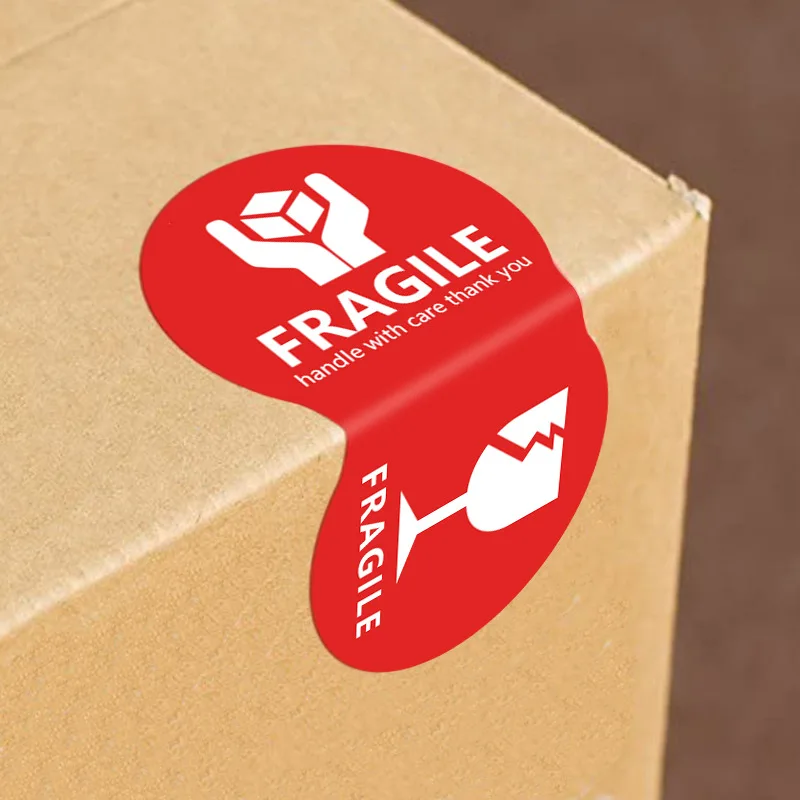 50Pcs Fragile Warning Label Stickers Please Handle With Care For Goods Shipping Express Label Packaging Mark