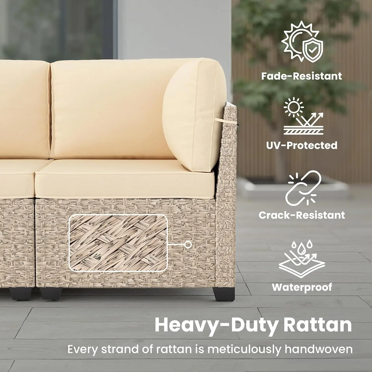 7-Piece Patio Furniture Set, Outdoor Sectional All-Weather Wicker Patio Conversation Set For Garden, Porch,, Customized