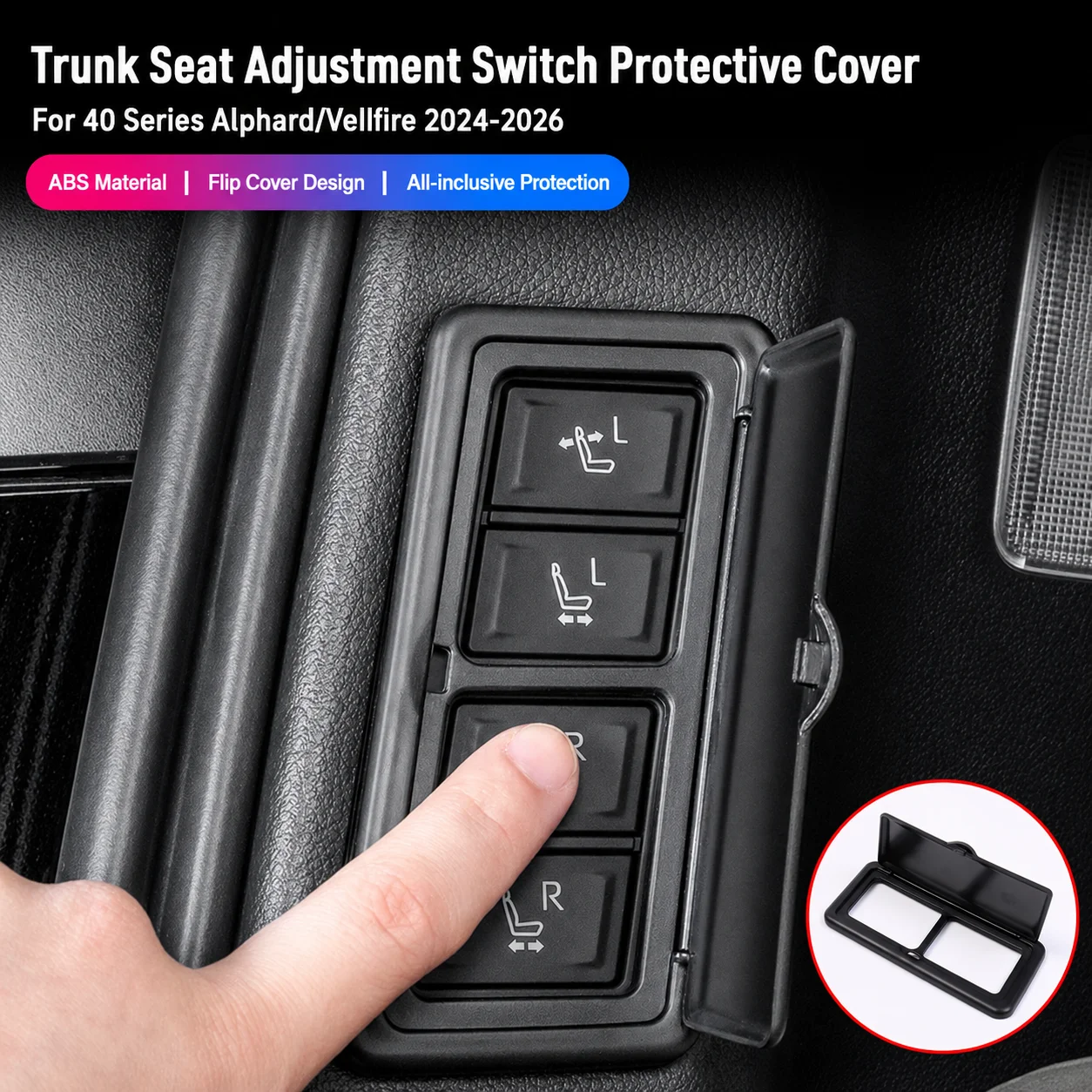 Car Rear Seat Adjustment Switch Cover for Toyota Alphard Vellfire 40 Series Auto Trunk Seat Button Guard ABS Flip Lid Protective