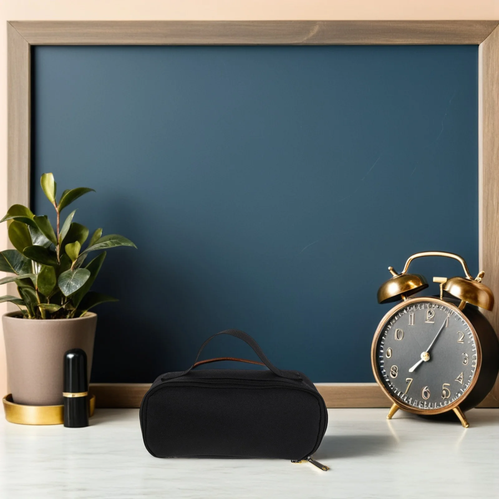 Uroczy czarny piórnik o dużej pojemności, etui dla nastolatków, dziewcząt i chłopców, wytrzymała tkanina Oxford, gładki metalowy zamek błyskawiczny, przenośny uchwyt, stylowy.